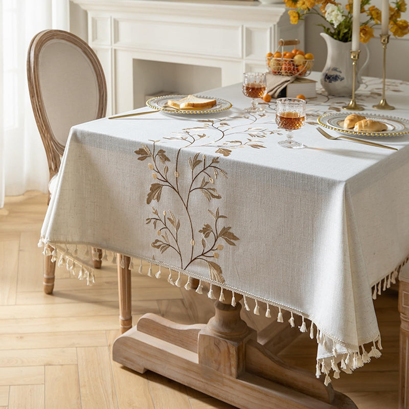 JIKANNOYA テーブルクロス 撥水 おしゃれ テーブルクロス- 長方形 花柄 北欧 テーブル table cloth for dining table 耐熱 防水 防油 汚れ防止 洗濯可能 お手入れ簡単 高級 リネン 長机用 家庭用 業務用 FSZB02