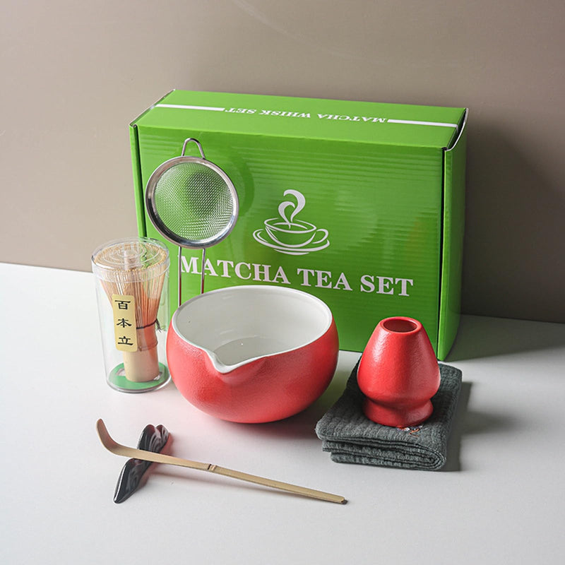 JIKANNOYA 抹茶セット 抹茶 セット 自宅用 茶道具 初心者 お点前セット 抹茶 陶器 抹茶茶碗 注ぎ口付き 茶杓 茶杓立て 茶せん 百本立 茶筅立て くせ直し 綿茶巾 抹茶篩 茶道セット matcha set for beginners お手入れも簡単 母の日 父の日 誕生日 贈り物セット おしゃれ 500ml AQCJ65