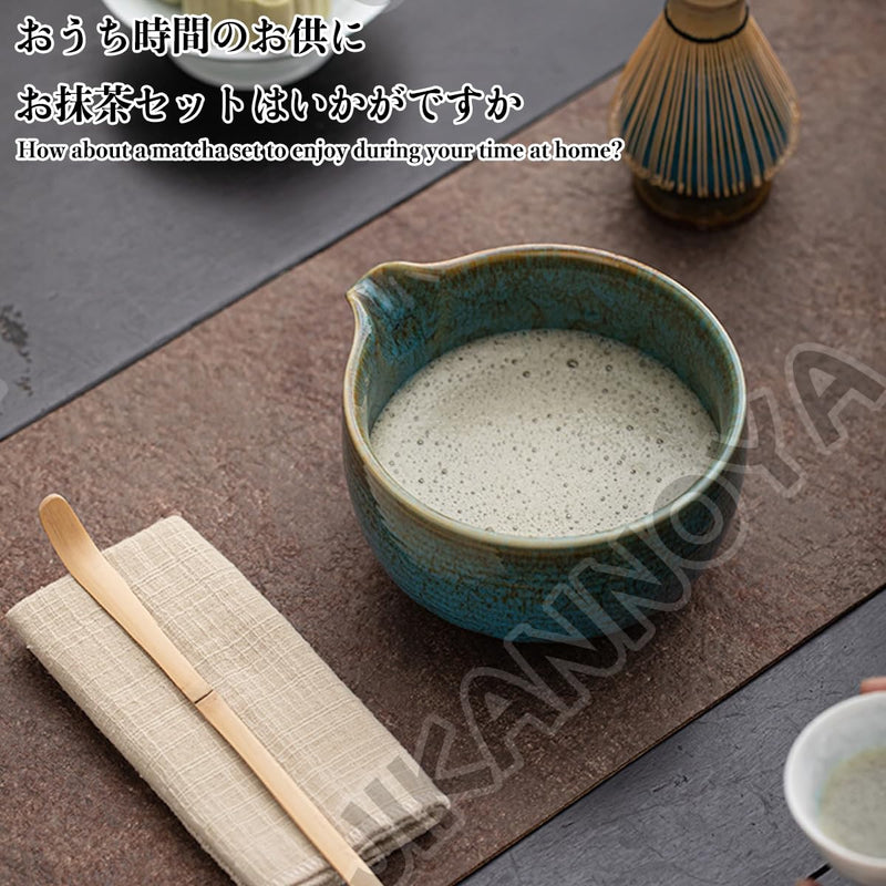 JIKANNOYA 抹茶セット 茶道具 初心者 自宅用 お点前セット 4点セット 茶杓 茶筅 茶せん 百本立 茶筅立て くせ直し 抹茶篩 綿茶巾 陶器茶杓立て お手入れも簡単 母の日 父の日 誕生日 贈り物 おしゃれ AQCJ53