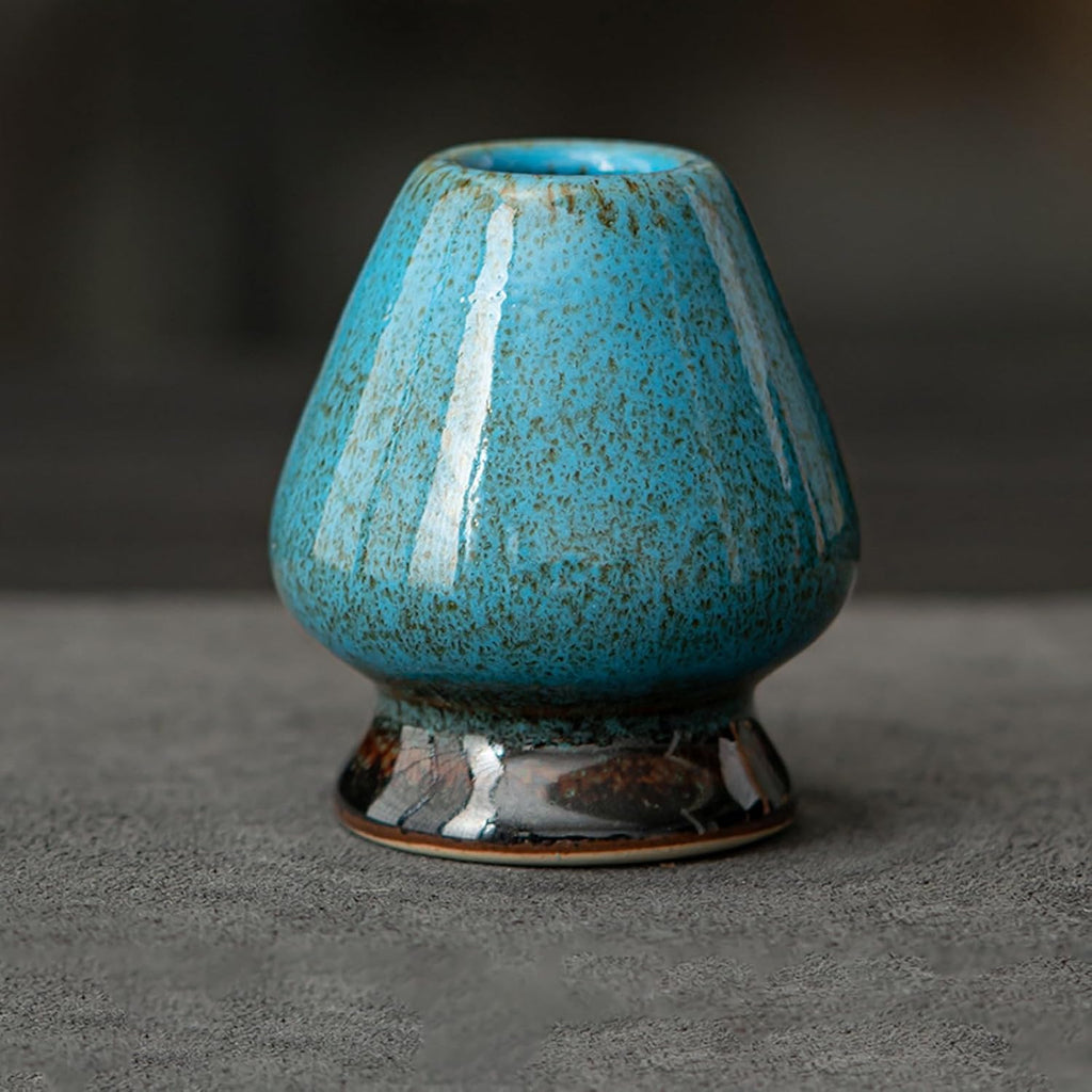 JIKANNOYA 茶道具 セット 抹茶セット お点前セット 4点セット 茶杓 茶筅 茶せん 百本立 茶筅立て くせ直し 初心者 抹茶スターター おうち時間グッズ お手入れも簡単 母の日 父の日 誕生日 贈り物 ブルー