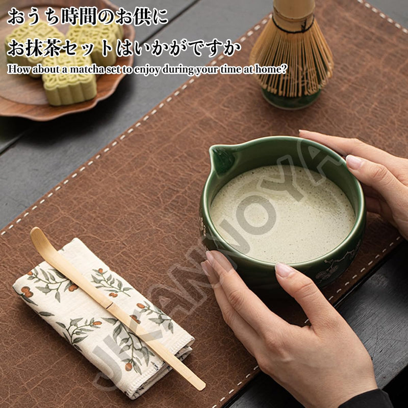 JIKANNOYA 抹茶セット 抹茶 セット 自宅用 茶道具 初心者 お点前セット 抹茶 陶器 抹茶茶碗 茶杓 茶杓立て 茶せん 百本立 茶筅立て くせ直し 茶道セット matcha set for beginners お手入れも簡単 母の日 父の日 誕生日 贈り物 おしゃれ CJ202