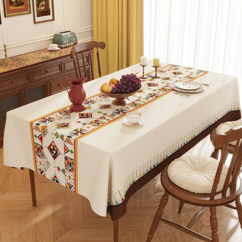 JIKANNOYA テーブルクロス 撥水 おしゃれ テーブルクロス- 長方形 花柄 北欧 テーブル table cloth for dining table 小さめ 耐熱 防水 防油 汚れ防止 水洗い不要 お手入れ簡単 高級 PU 長机用 家庭用 業務用 FSZB03