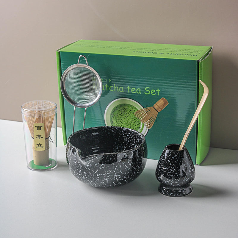 JIKANNOYA 抹茶セット 自宅用 抹茶 セット 茶道具 初心者 お点前セット 抹茶 陶器 抹茶茶碗 注ぎ口付き 茶杓 茶杓立て 茶せん 百本立 茶筅立て くせ直し 綿茶巾 抹茶篩 茶道セット matcha set for beginners お手入れも簡単 母の日 父の日 誕生日 贈り物セット おしゃれ 500ml AQCJ65