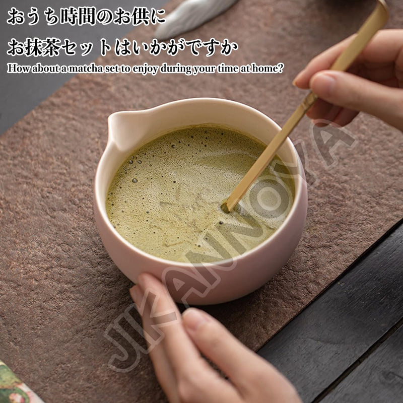 JIKANNOYA 抹茶セット 抹茶 セット 自宅用 茶道具 初心者 お点前セット 抹茶 陶器 抹茶茶碗 茶杓 茶杓立て 茶せん 百本立 茶筅立て くせ直し 綿茶巾 抹茶篩 茶道セット matcha set for beginners お手入れも簡単 母の日 父の日 誕生日 贈り物 おしゃれ 550ml AQCJ95