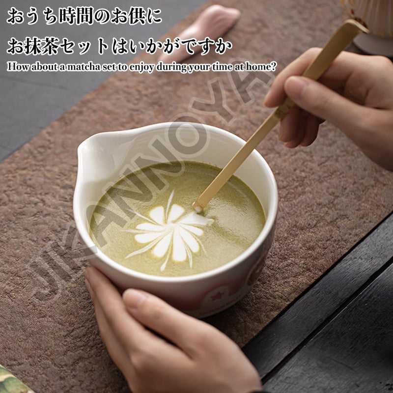 JIKANNOYA 抹茶 セット 茶道具 初心者 抹茶セット 自宅用 お点前セット 抹茶 陶器 抹茶茶碗 茶杓 茶杓立て 茶せん 百本立 茶筅立て くせ直し 綿茶巾 抹茶篩 茶道セット matcha set for beginners お手入れも簡単 母の日 父の日 誕生日 贈り物 おしゃれ AQCJ113