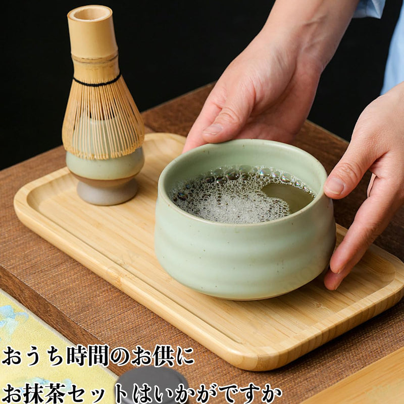 JIKANNOYA 抹茶セット 初心者 10点セット お点前セット 陶磁器茶碗 お茶缶 茶杓 茶杓立て 茶せん 百本立 茶筅立て くせ直し 綿茶巾 茶巾立て 抹茶篩 竹茶盤 茶道具 茶道 セット お手入れも簡単 母の日 父の日 誕生日 贈り物 470ml