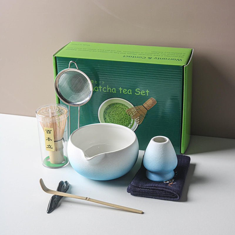 JIKANNOYA 抹茶セット 自宅用 抹茶 セット 茶道具 初心者 お点前セット 抹茶 陶器 抹茶茶碗 注ぎ口付き 茶杓 茶杓立て 茶せん 百本立 茶筅立て くせ直し 綿茶巾 抹茶篩 茶道セット matcha set for beginners お手入れも簡単 母の日 父の日 誕生日 贈り物セット おしゃれ 500ml AQCJ65