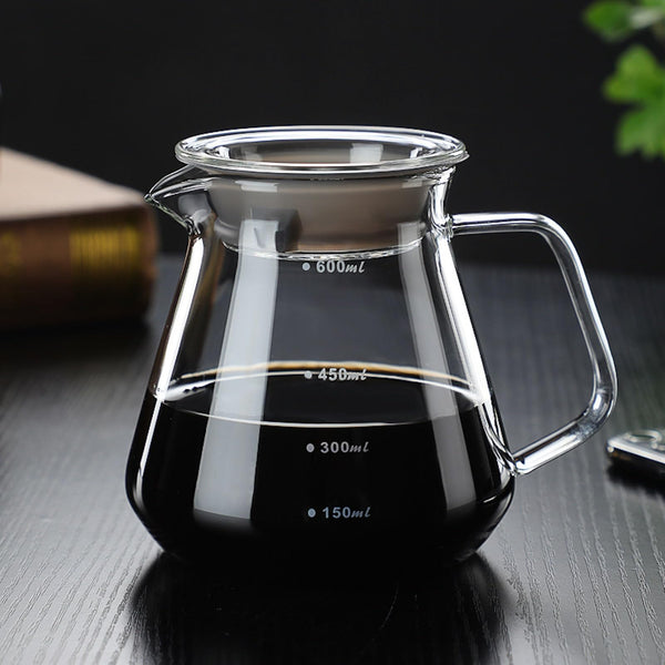 JIKANNOYA コーヒードリッパー ハンドドリップセット コーヒーサーバー 割れない コーヒー サーバー 高ホウ素シリカガラス材料 耐熱ガラス 直火対応 耐寒性 透明 蓋付き 電子レンジ·食洗機対応 目盛り付き コーヒー用品 使いやすい 洗いやすい 多用途 家用 喫茶店 AQKF31