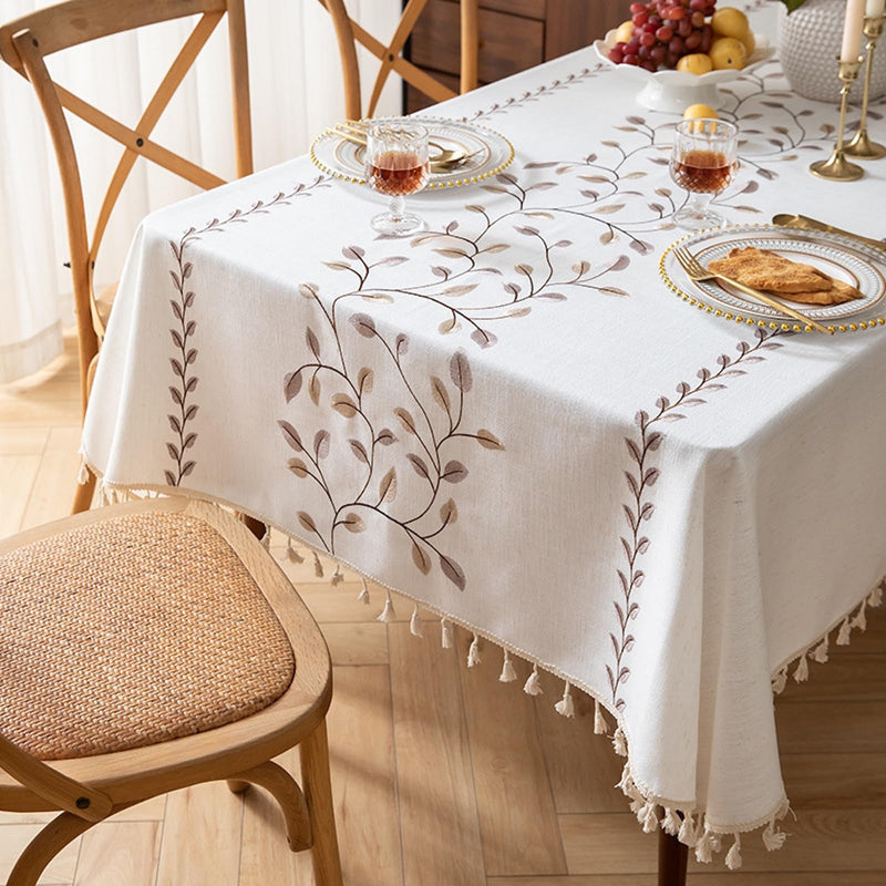 JIKANNOYA テーブルクロス 撥水 おしゃれ テーブルクロス- 長方形 花柄 北欧 テーブル table cloth for dining table 耐熱 防水 防油 汚れ防止 洗濯可能 お手入れ簡単 高級 リネン 長机用 家庭用 業務用 FSZB02