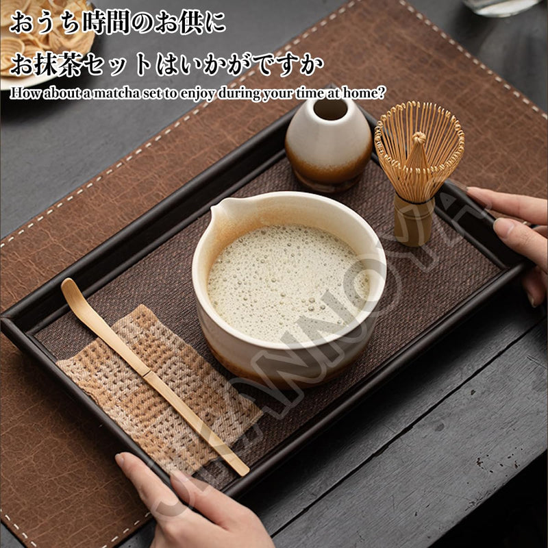 JIKANNOYA 抹茶セット 茶道具 初心者 自宅用 お点前セット matcha set 茶道 茶器 茶杓 茶筅 茶せん 百本立 茶筅立て くせ直し 抹茶篩 綿茶巾 陶器茶杓立て お手入れも簡単 持ち運び アウトドア 母の日 父の日 誕生日 贈り物 人気 おしゃれ 4点セット AQCJ71
