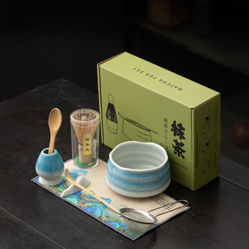 JIKANNOYA 抹茶セット 抹茶 セット 自宅用 茶道具 初心者 お点前セット 抹茶 陶器 抹茶茶碗 茶杓 茶杓立て 茶せん 百本立 茶筅立て くせ直し 茶道セット matcha set for beginners お手入れも簡単 母の日 父の日 誕生日 贈り物 おしゃれ CJ202