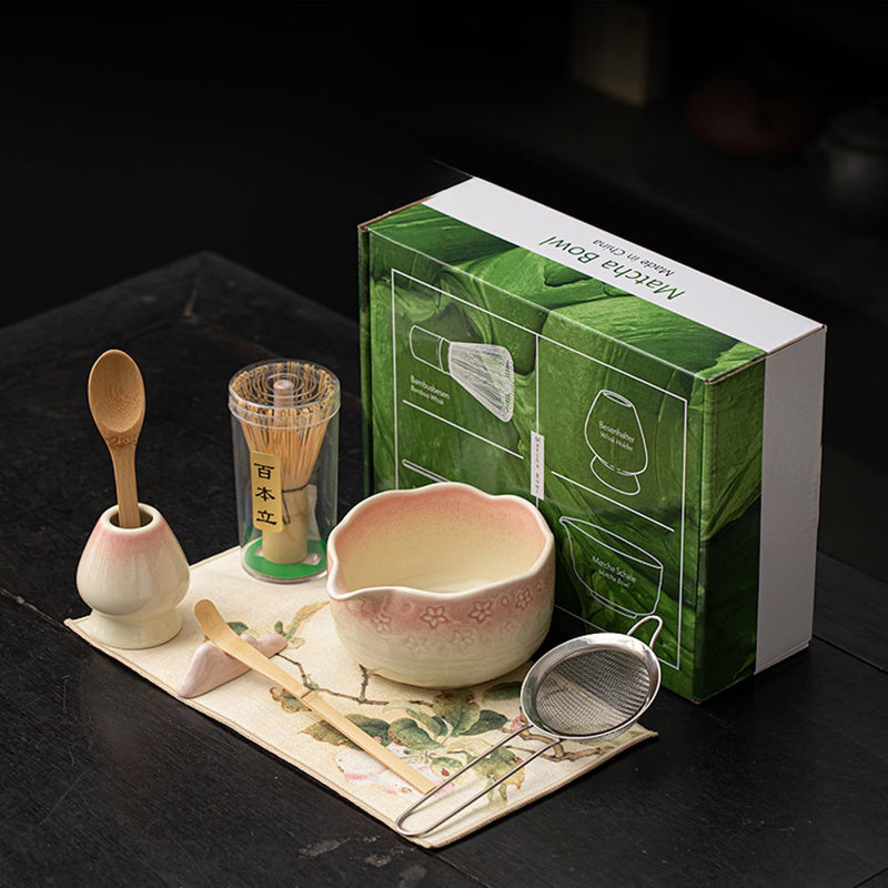 JIKANNOYA 抹茶セット 抹茶 セット 自宅用 茶道具 初心者 お点前セット 抹茶 陶器 抹茶茶碗 茶杓 茶杓立て 茶せん 百本立 茶筅立て くせ直し 綿茶巾 抹茶篩 茶道セット matcha set for beginners お手入れも簡単 母の日 父の日 誕生日 贈り物 おしゃれ 桜柄 CJ206
