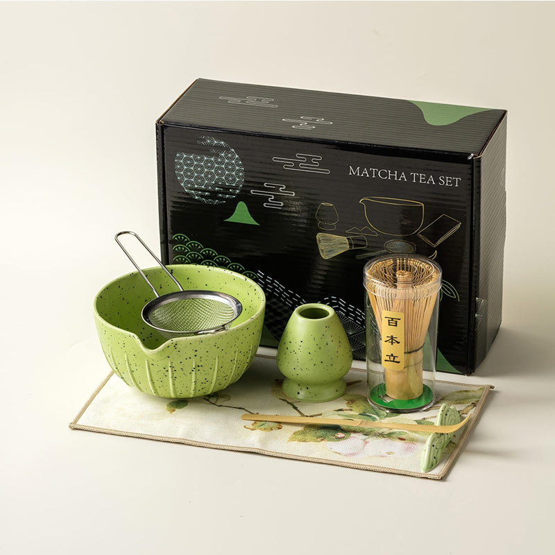 JIKANNOYA 抹茶 セット 抹茶セット 茶道具 初心者 お点前セット 抹茶 陶器 抹茶茶碗 茶杓 茶杓立て 茶せん 百本立 茶筅立て くせ直し 綿茶巾 抹茶篩 茶道セット matcha set for beginners お手入れも簡単 母の日 父の日 誕生日 贈り物セット 500ml AQCJ37