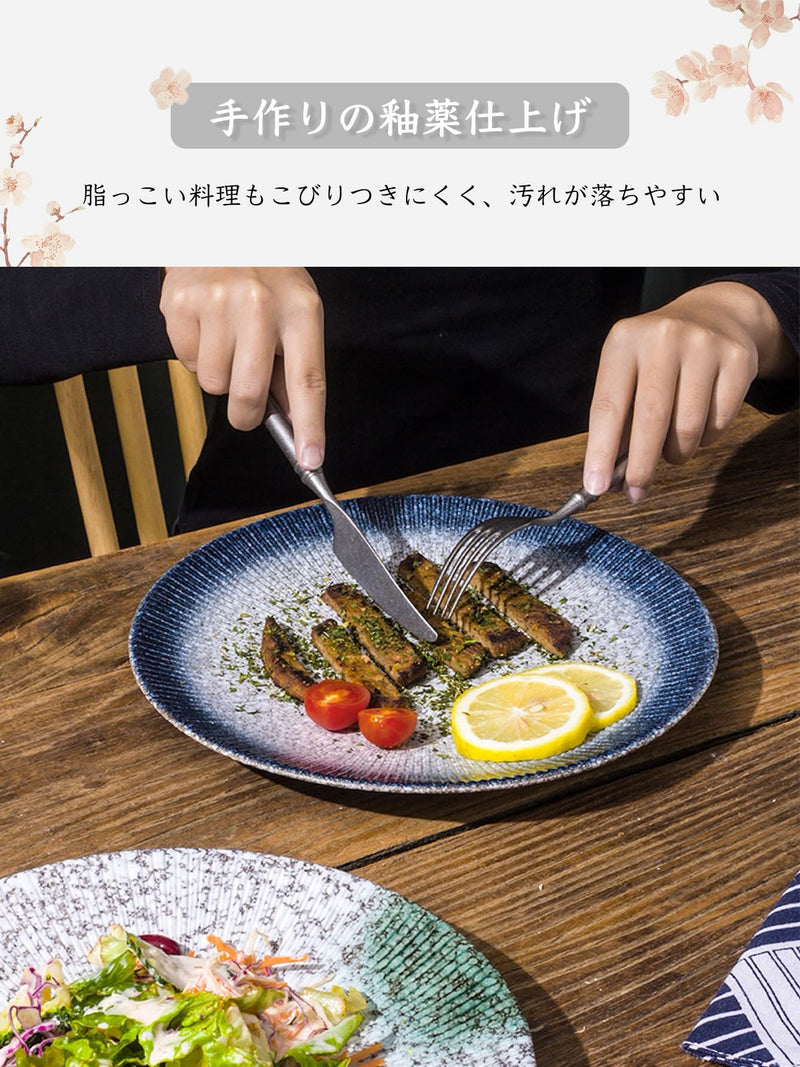 JIKANNOYA パスタ皿 皿 カレー皿 丸皿 プレート 焼物皿 ケーキ皿 焼き物皿 デザートプレート 取り皿 刺身皿 和食器 和皿 魚 お皿 食器 魚焼き器 dish 大皿 丸 陶器 陶盤 割れない 耐熱 電子レンジ 食洗機対応 和風 あじわい おしゃれ 業務用 レストラン 居酒屋 TCPYX14