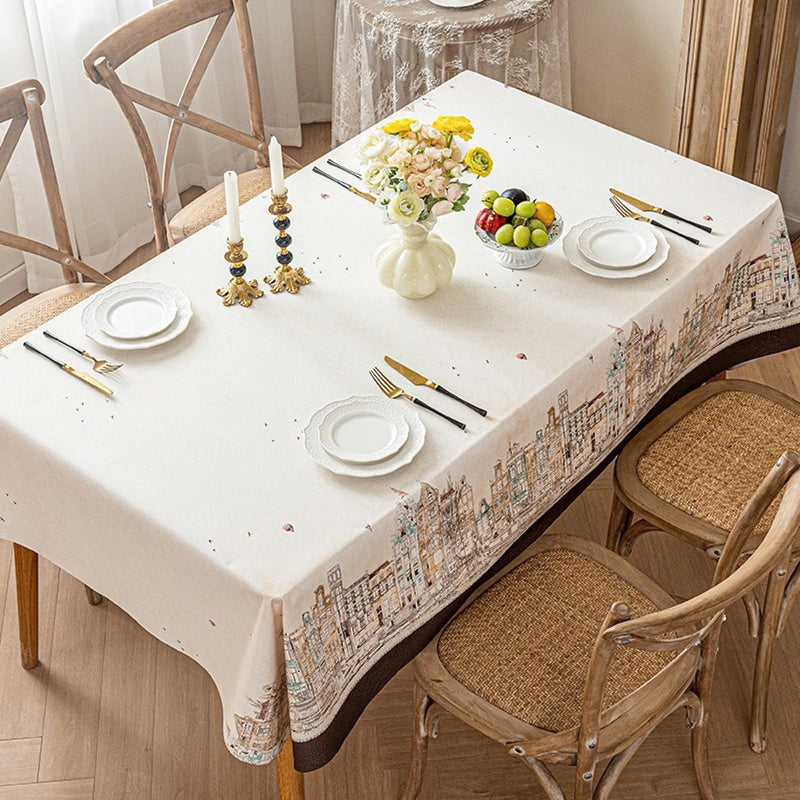 JIKANNOYA テーブルクロス 撥水 おしゃれ テーブルクロス- 長方形 花柄 北欧 テーブル table cloth for dining table 小さめ 耐熱 防水 防油 汚れ防止 水洗い不要 お手入れ簡単 高級 PU 長机用 家庭用 業務用 FSZB03