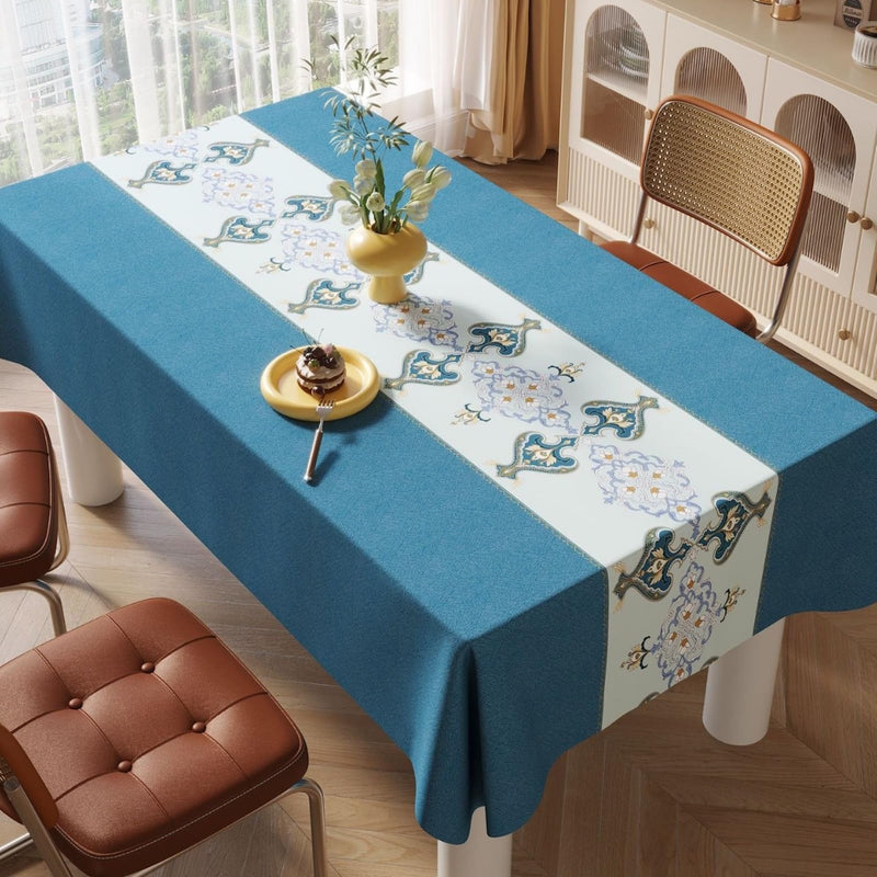 JIKANNOYA テーブルクロス 撥水 おしゃれ テーブルクロス- 長方形 花柄 北欧 テーブル table cloth for dining table 小さめ 耐熱 防水 防油 汚れ防止 水洗い不要 お手入れ簡単 高級 PU 長机用 家庭用 業務用 FSZB03