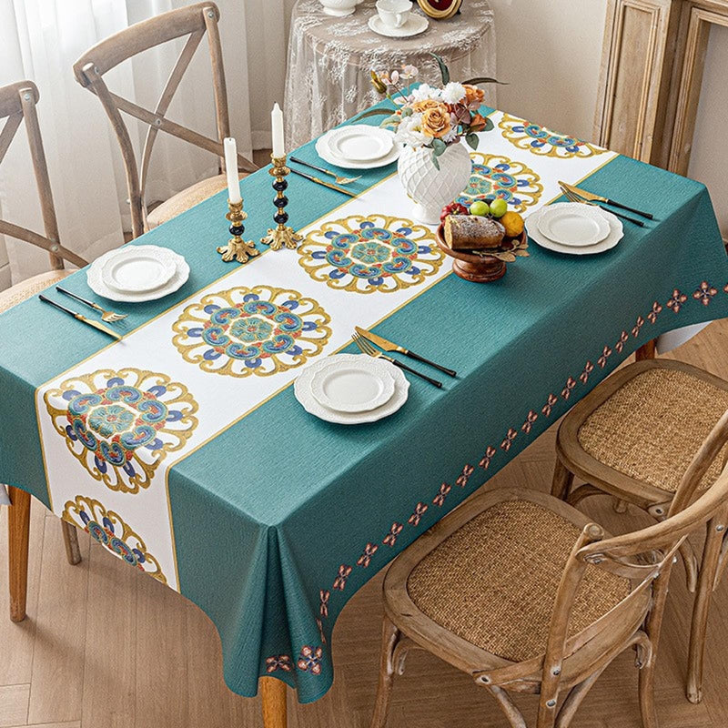 JIKANNOYA テーブルクロス 撥水 おしゃれ テーブルクロス- 長方形 花柄 北欧 テーブル table cloth for dining table 小さめ 耐熱 防水 防油 汚れ防止 水洗い不要 お手入れ簡単 高級 PU 長机用 家庭用 業務用 FSZB03