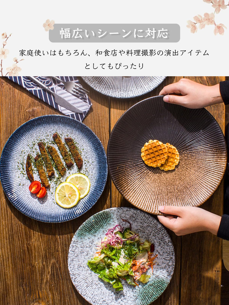 JIKANNOYA パスタ皿 皿 カレー皿 丸皿 プレート 焼物皿 ケーキ皿 焼き物皿 デザートプレート 取り皿 刺身皿 和食器 和皿 魚 お皿 食器 魚焼き器 dish 大皿 丸 陶器 陶盤 割れない 耐熱 電子レンジ 食洗機対応 和風 あじわい おしゃれ 業務用 レストラン 居酒屋 TCPYX14