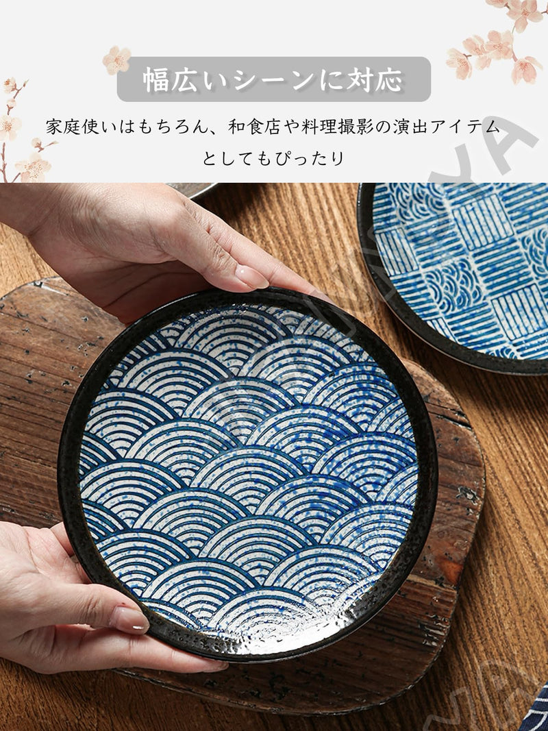 JIKANNOYA 焼物皿 丸皿 ケーキ皿 パスタ皿 プレート 焼き物皿 デザートプレート 取り皿 刺身皿 和食器 和皿 魚 皿 お皿 食器 魚焼き器 dish 大皿 丸 陶器 陶盤 割れない 耐熱 電子レンジ 食洗機対応 和風 あじわい おしゃれ 業務用 レストラン 居酒屋 TCPYX05