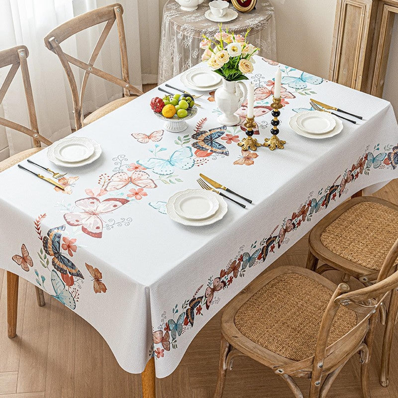 JIKANNOYA テーブルクロス 撥水 おしゃれ テーブルクロス- 長方形 花柄 北欧 テーブル table cloth for dining table 小さめ 耐熱 防水 防油 汚れ防止 水洗い不要 お手入れ簡単 高級 PU 長机用 家庭用 業務用 FSZB03