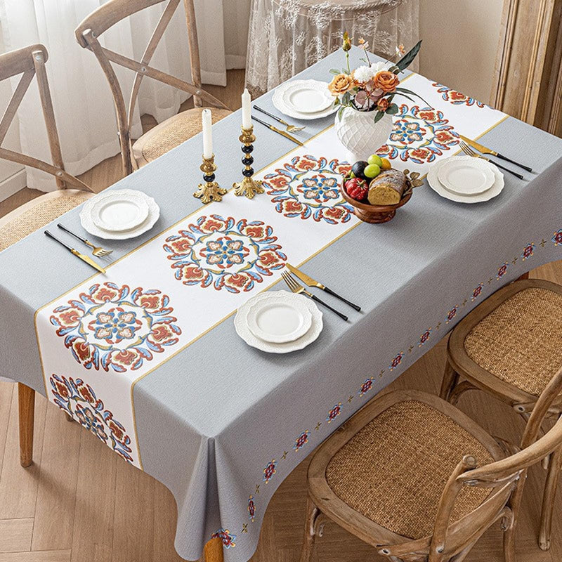 JIKANNOYA テーブルクロス 撥水 おしゃれ テーブルクロス- 長方形 花柄 北欧 テーブル table cloth for dining table 小さめ 耐熱 防水 防油 汚れ防止 水洗い不要 お手入れ簡単 高級 PU 長机用 家庭用 業務用 FSZB03