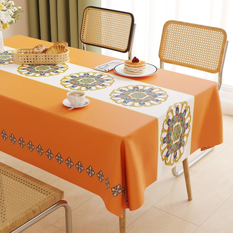 JIKANNOYA テーブルクロス 撥水 おしゃれ テーブルクロス- 長方形 花柄 北欧 テーブル table cloth for dining table 小さめ 耐熱 防水 防油 汚れ防止 水洗い不要 お手入れ簡単 高級 PU 長机用 家庭用 業務用 FSZB03