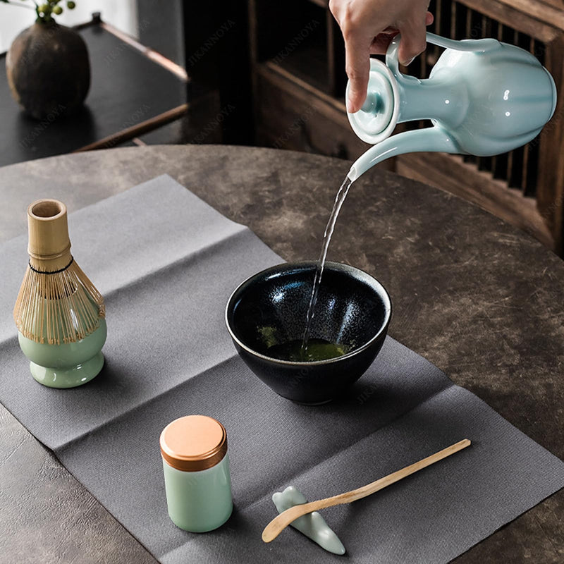 JIKANNOYA 茶道具 セット 抹茶セット お点前セット 9点セット 茶筅 茶せん 百本立 茶筅立て くせ直し 茶杓 茶壺 陶器茶杓立て 茶筒 初心者 高級感 抹茶スターター おうち時間グッズ お手入れも簡単 母の日 父の日 誕生日 贈り物