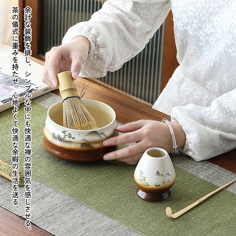 JIKANNOYA 抹茶セット お点前セット 4点セット 茶道具 セット 百本立 茶筅 茶せん 茶筅立て くせ直し 茶杓 お手入れも簡単 おうち時間 初心者さん向け 母の日 誕生日 父の日 贈り物